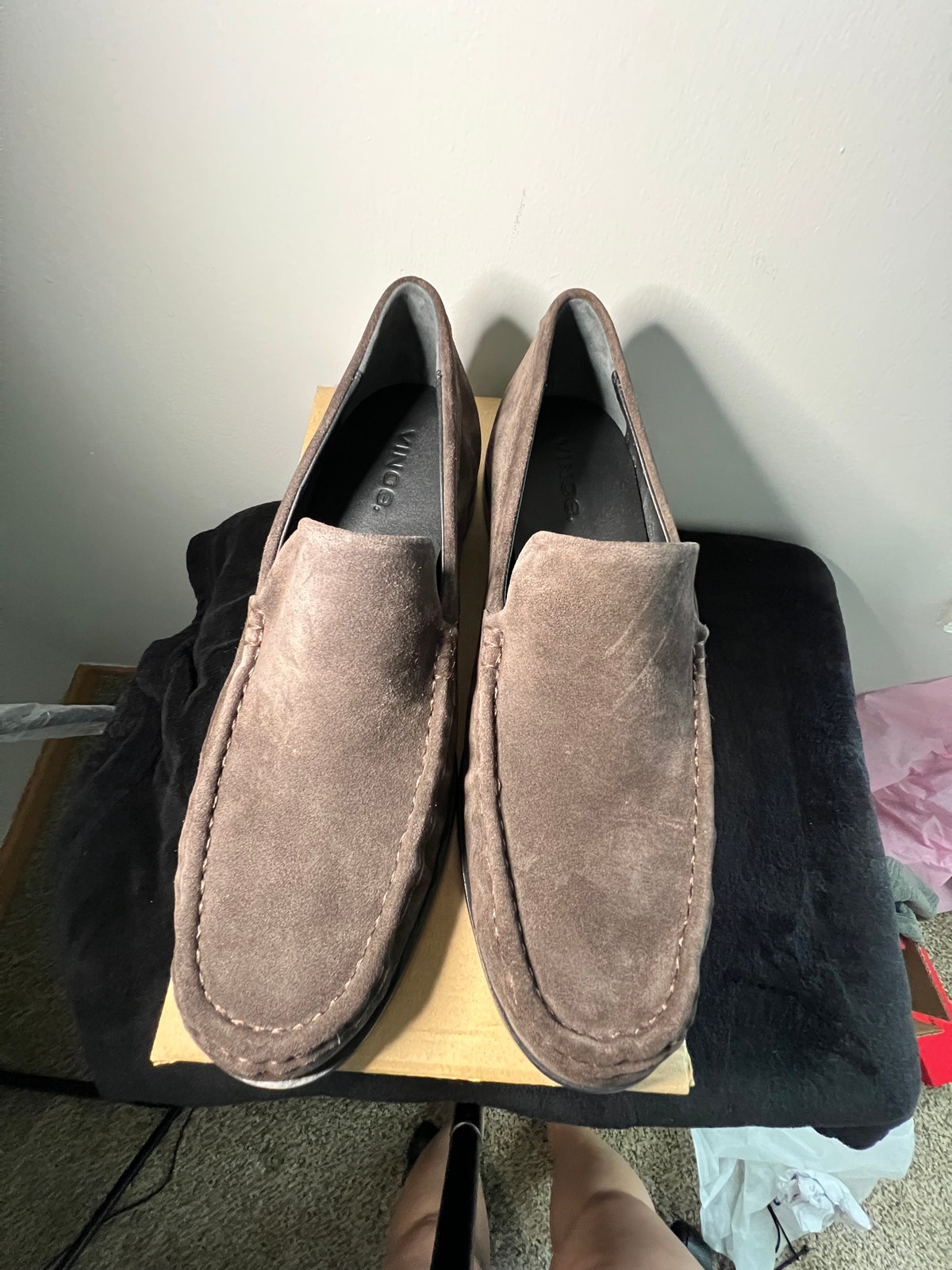 Vince Miles Suede Loafers Cocoa Brown Men’s Us 11 Eu 45 Made In Italy New